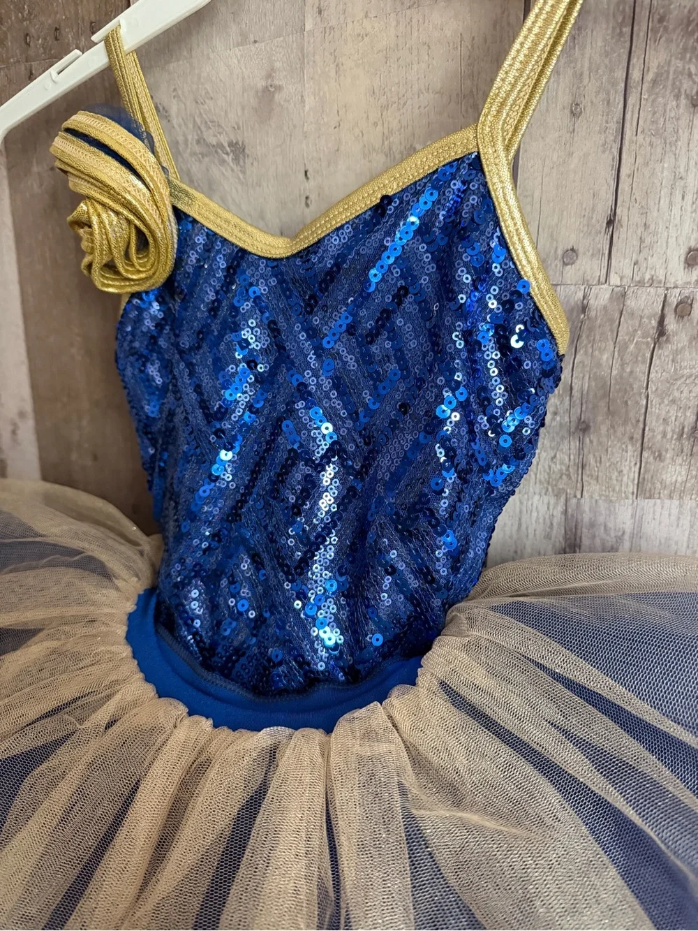 Blue and Gold Sequin Tutu Dress for Girls - Kids Dance Costume